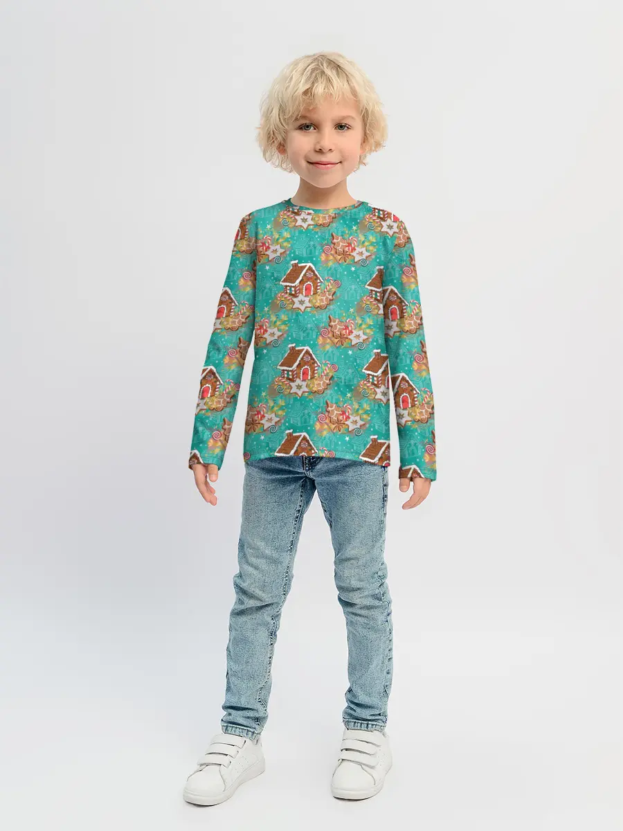 Детский лонгслив / Рождественские пряники паттерн