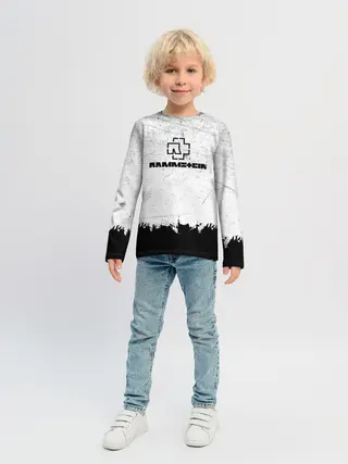 Детский лонгслив / Рамштайн ЧБ Гранж | Rammstein Rock