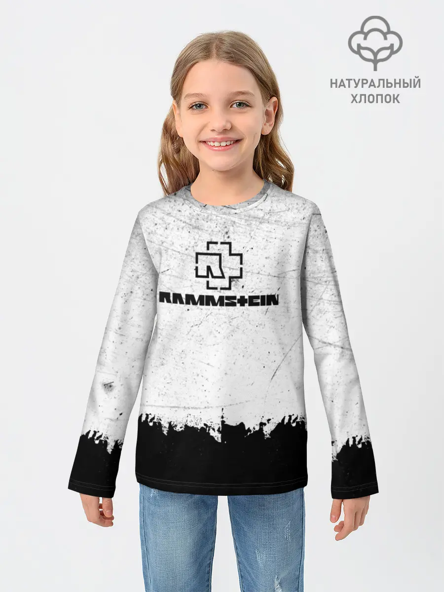 Детский лонгслив / Рамштайн ЧБ Гранж | Rammstein Rock