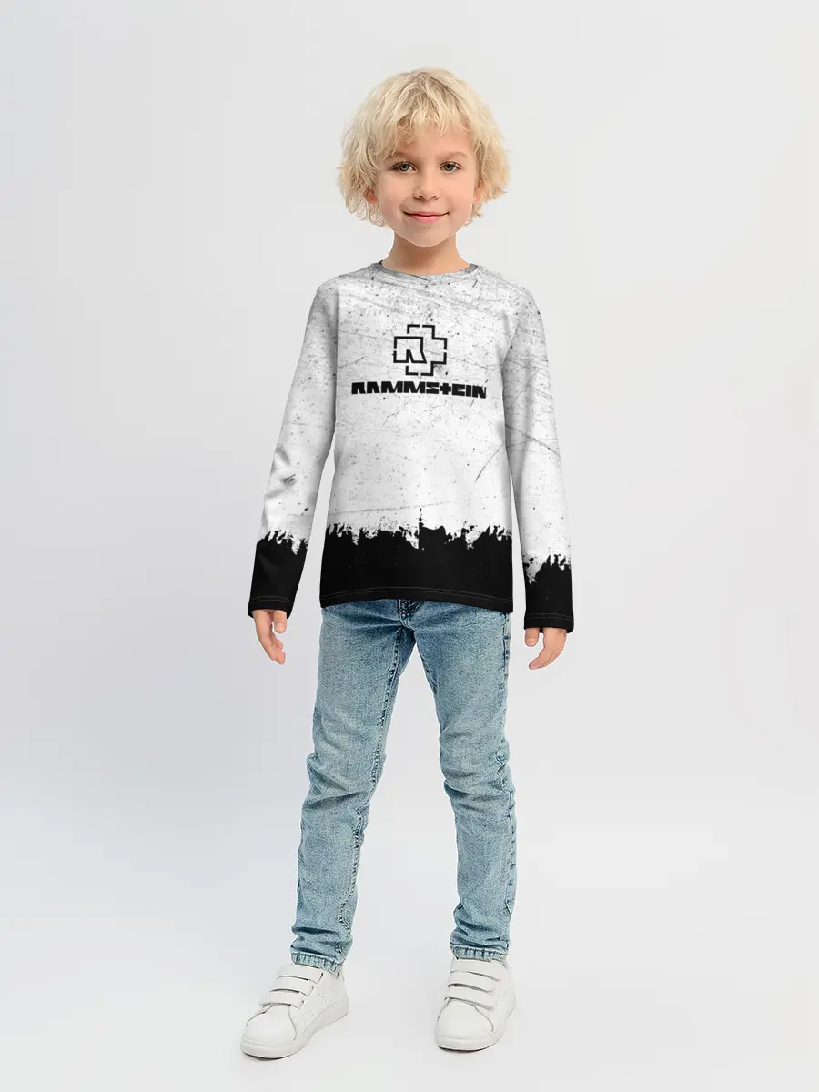 Детский лонгслив / Рамштайн ЧБ Гранж | Rammstein Rock