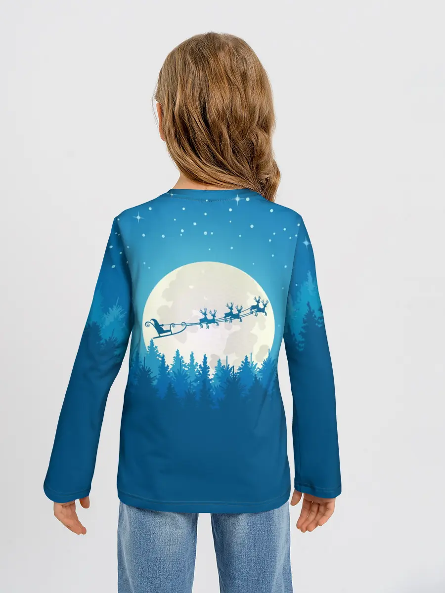 Детский лонгслив / Санта с Оленями