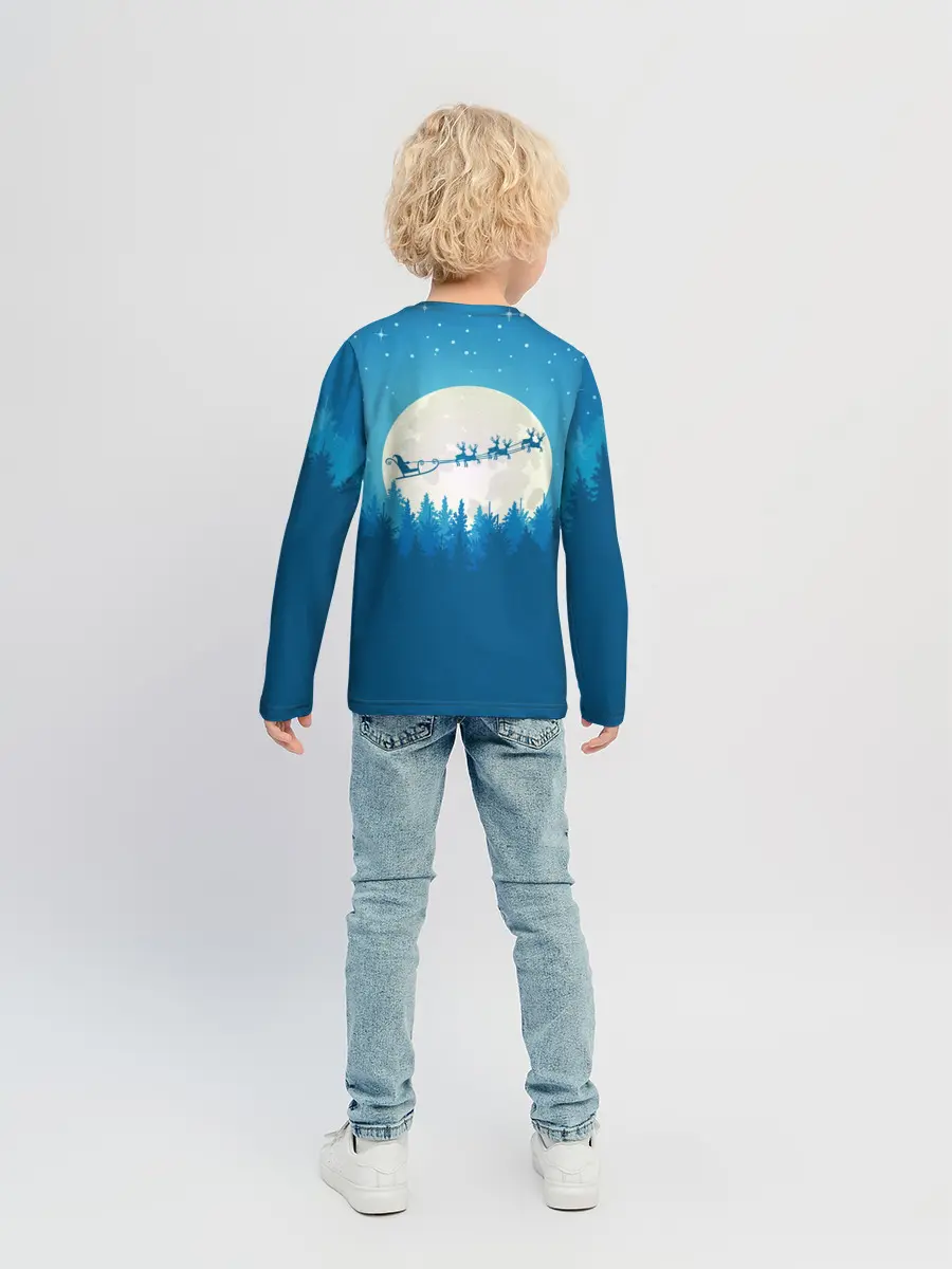 Детский лонгслив / Санта с Оленями