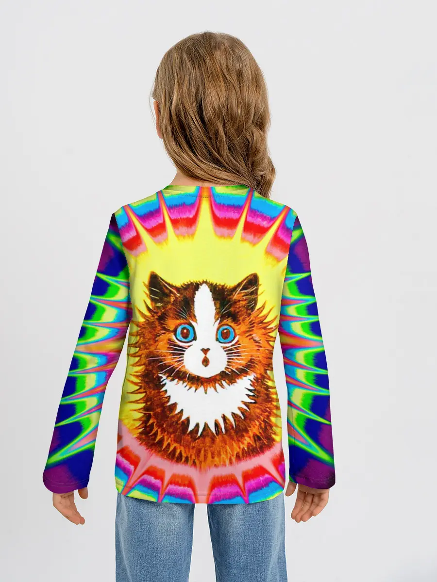 Детский лонгслив / Psychedelic Rainbow Cat