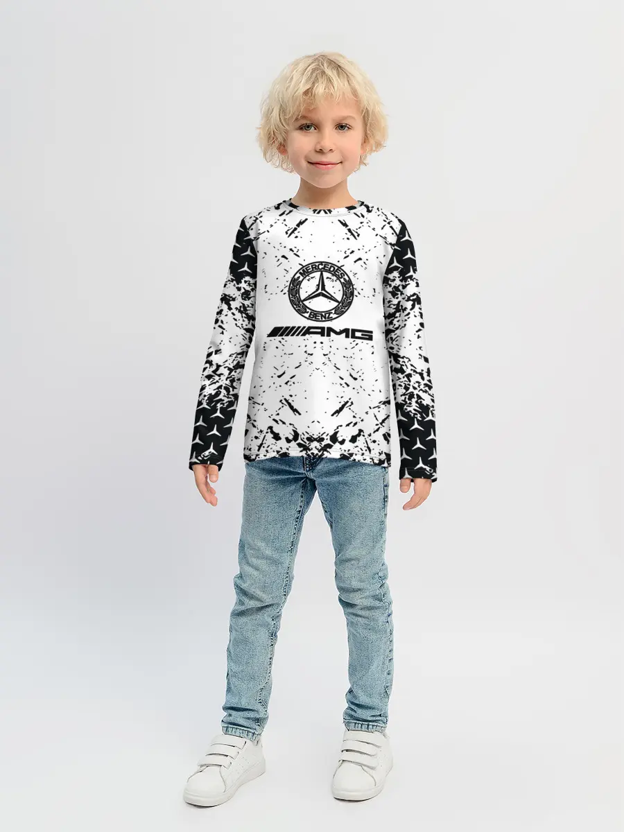 Детский лонгслив / Mercedes | брызги красок,