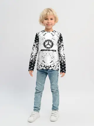 Детский лонгслив / Mercedes | брызги красок,