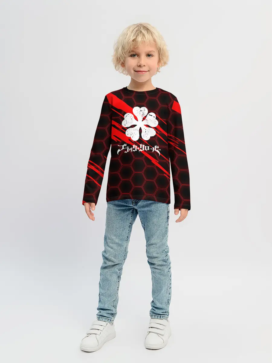 Детский лонгслив / Чёрный клевер: Соты