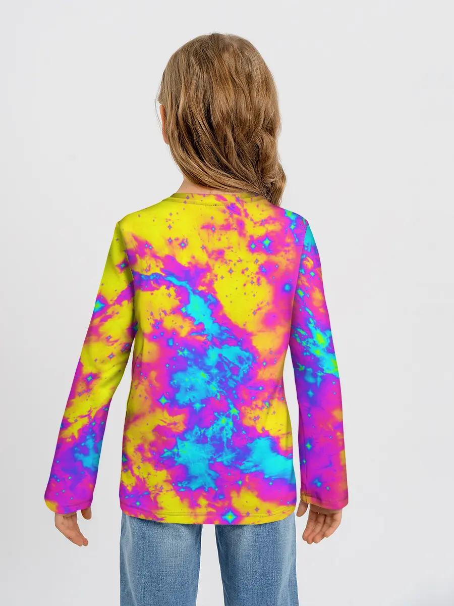 Детский лонгслив / Яркая абстракция космических красок