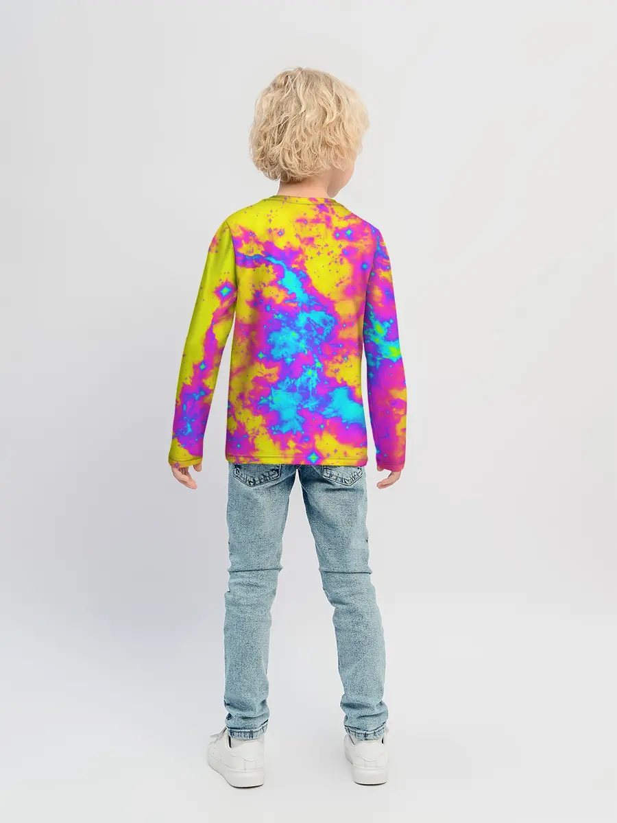 Детский лонгслив / Яркая абстракция космических красок