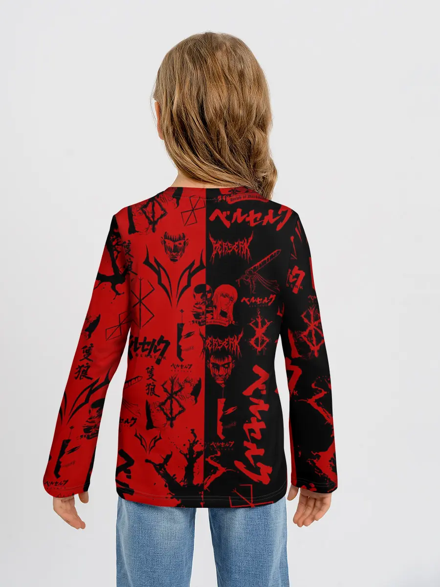 Детский лонгслив / BERSERK BLACK RED | БЕРСЕРК ПАТТЕРН