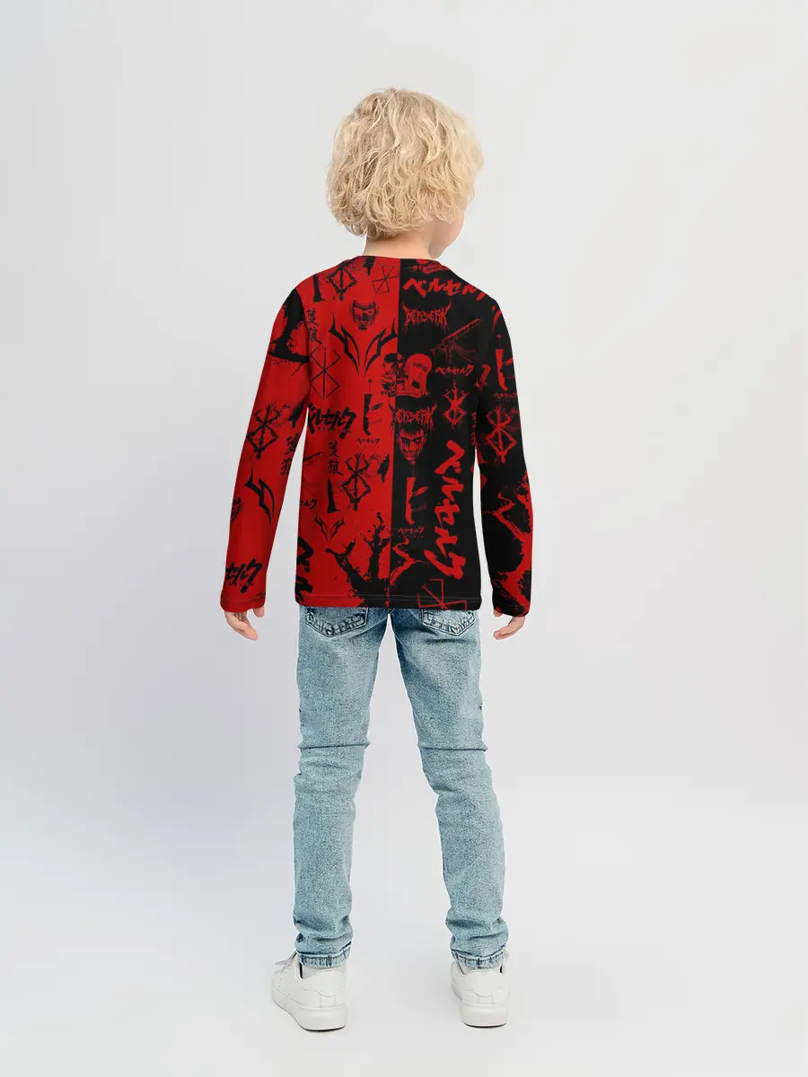 Детский лонгслив / BERSERK BLACK RED | БЕРСЕРК ПАТТЕРН