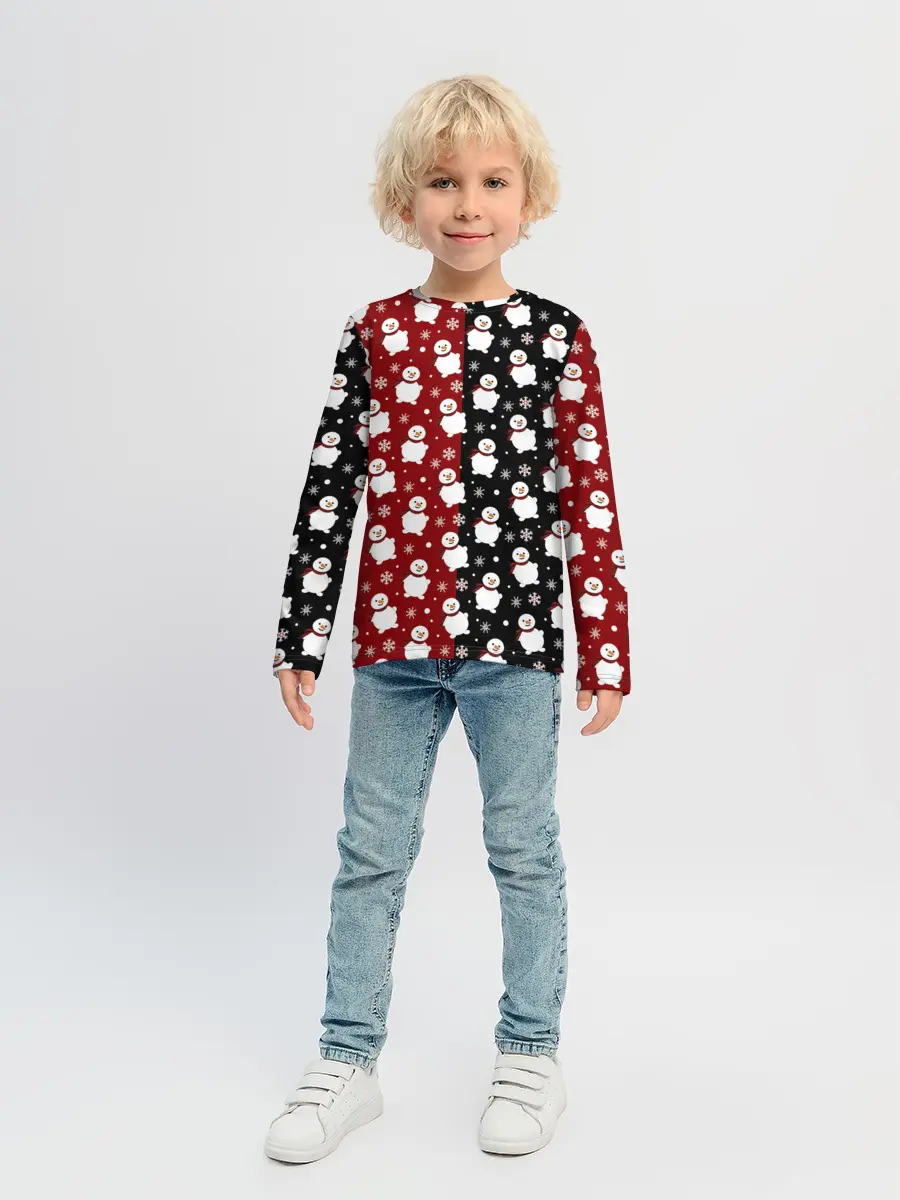 Детский лонгслив / Снеговики, снежинки и снег