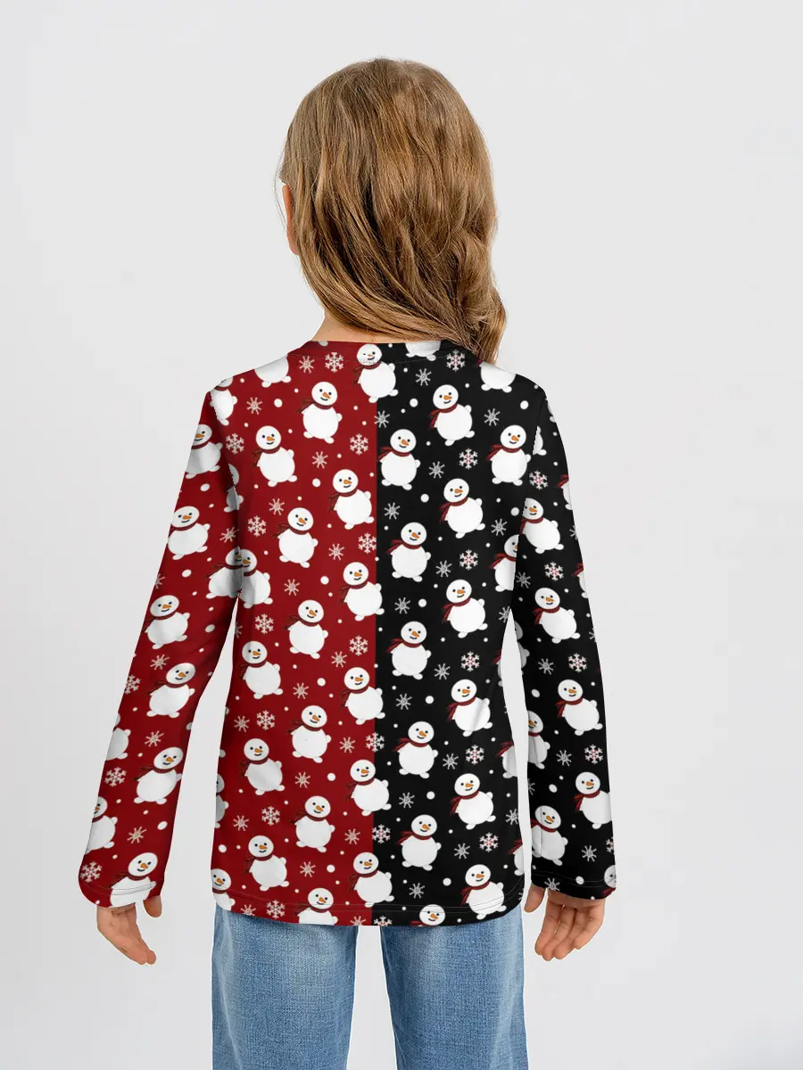 Детский лонгслив / Снеговики, снежинки и снег