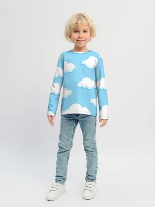 Детский лонгслив / Белые облака