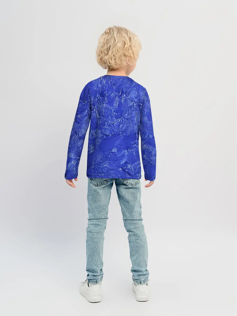 Детский лонгслив / Синие мазки