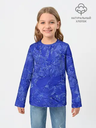 Детский лонгслив / Синие мазки