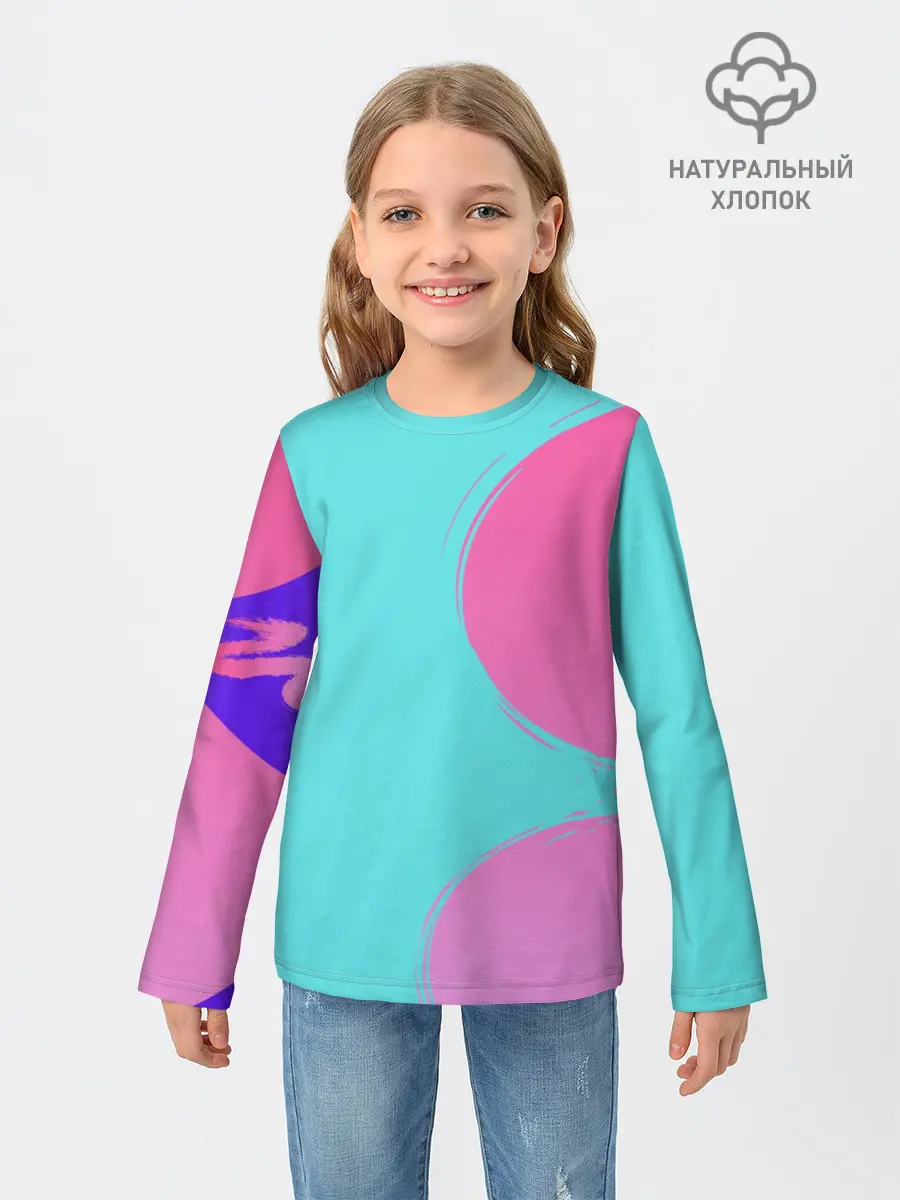 Детский лонгслив / Розово-голубой градиент