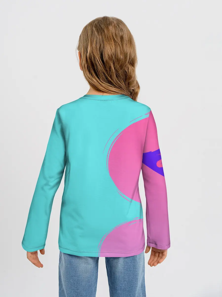 Детский лонгслив / Розово-голубой градиент