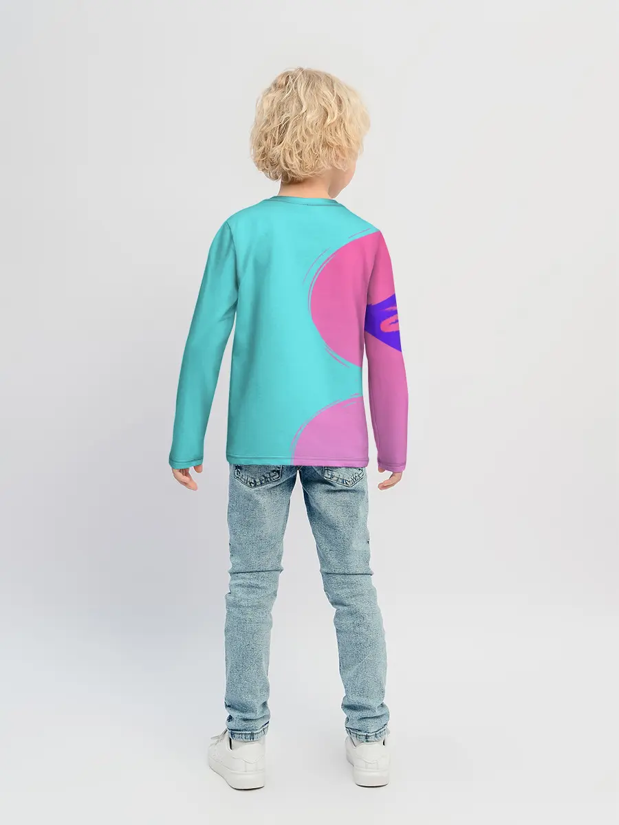 Детский лонгслив / Розово-голубой градиент