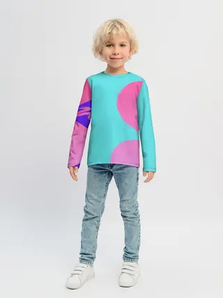 Детский лонгслив / Розово-голубой градиент