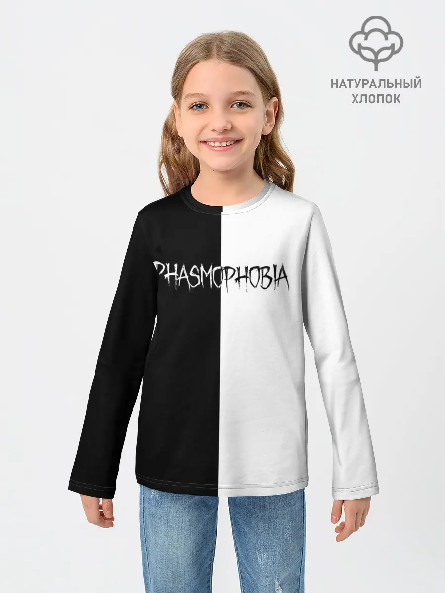 Детский лонгслив / Phasmophobia logo ч/б