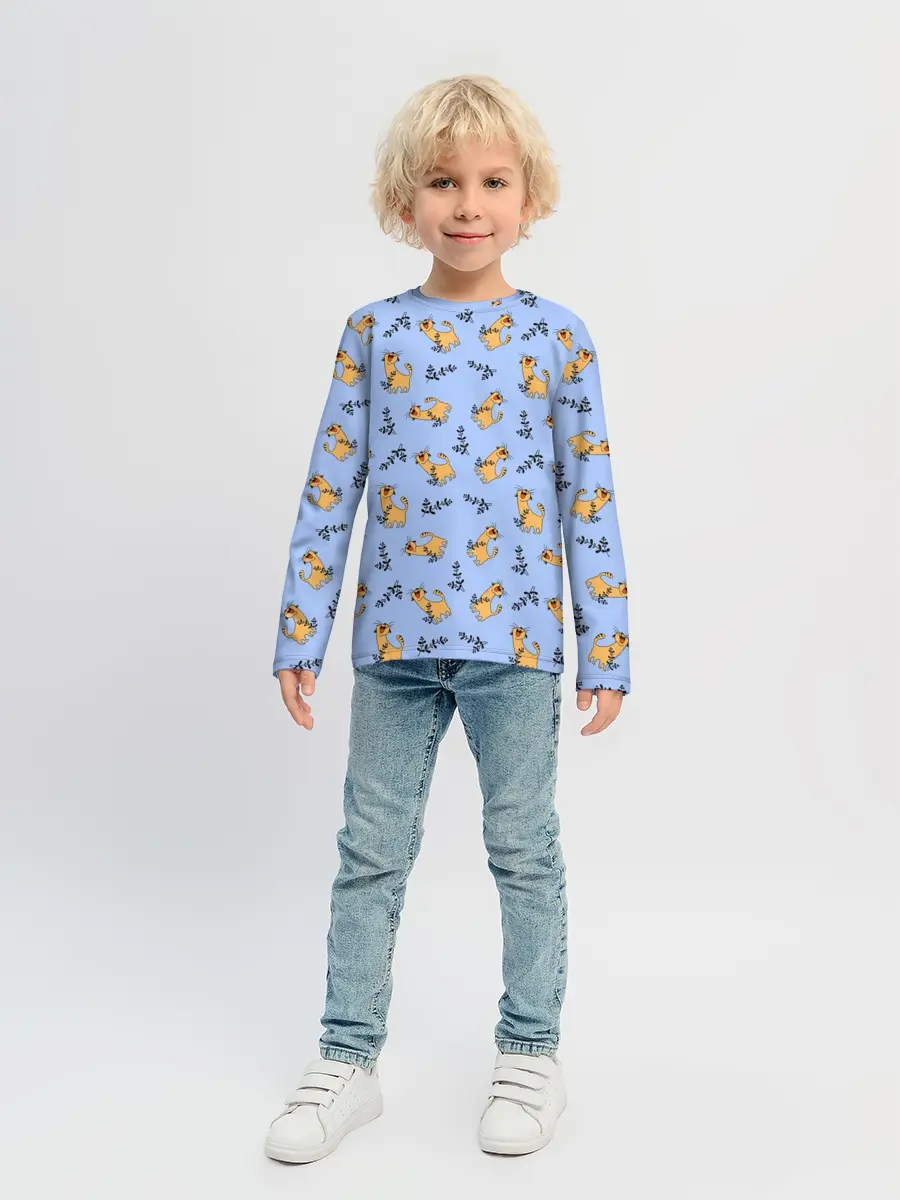 Детский лонгслив / Радостный кот