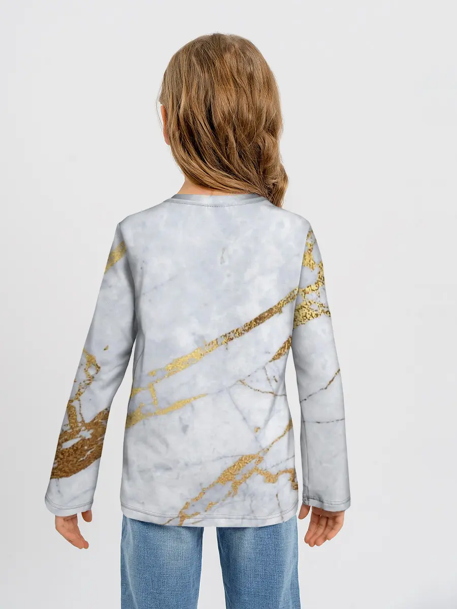 Детский лонгслив / Золото на белом