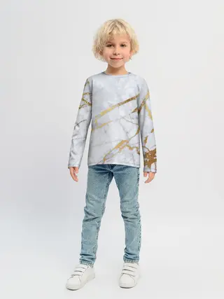 Детский лонгслив / Золото на белом