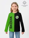 Детский лонгслив / SKODA черно-зеленый