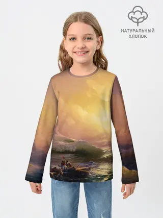 Детский лонгслив / Шторм в море девятый вал