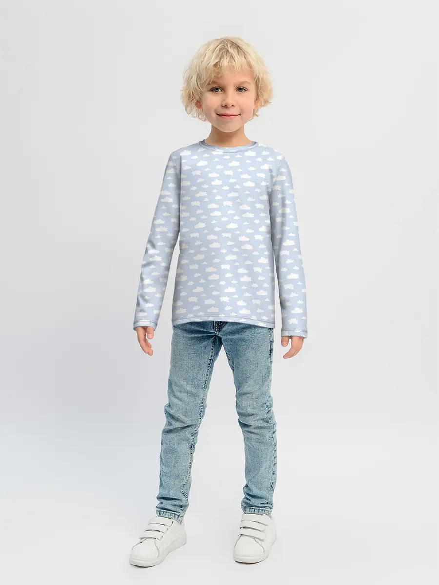 Детский лонгслив / Принт с облаками