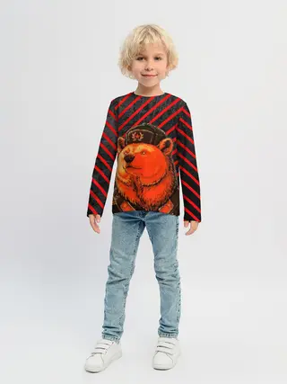 Детский лонгслив / Медведь в форме