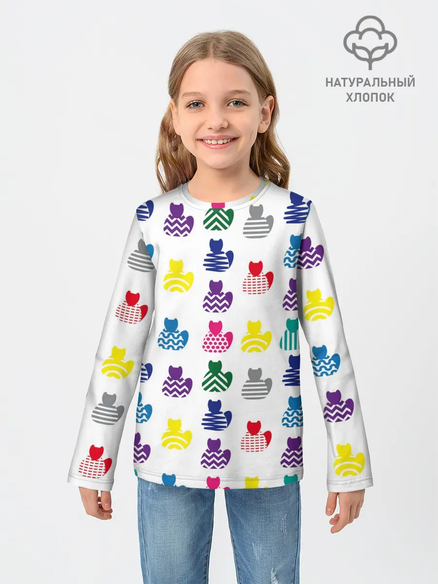 Детский лонгслив / Узор из котов