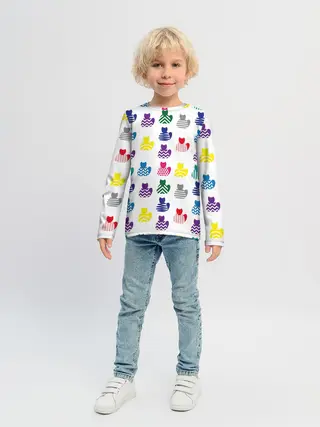 Детский лонгслив / Узор из котов