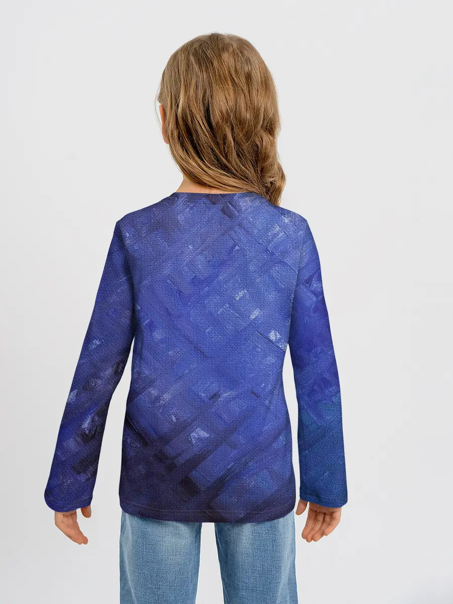 Детский лонгслив / Синие акварельные мазки