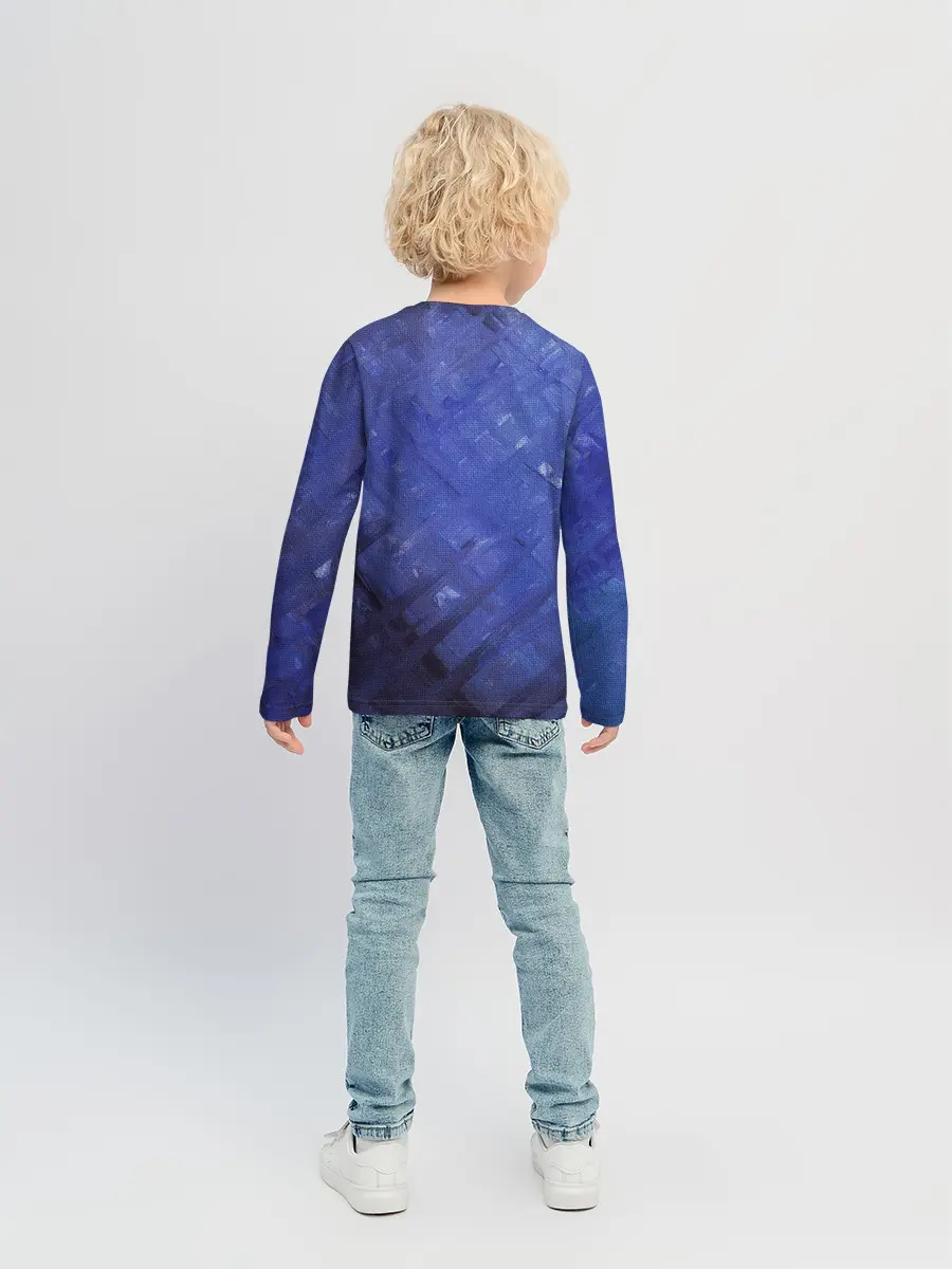 Детский лонгслив / Синие акварельные мазки
