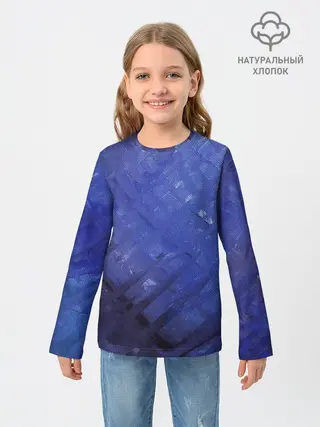 Детский лонгслив / Синие акварельные мазки