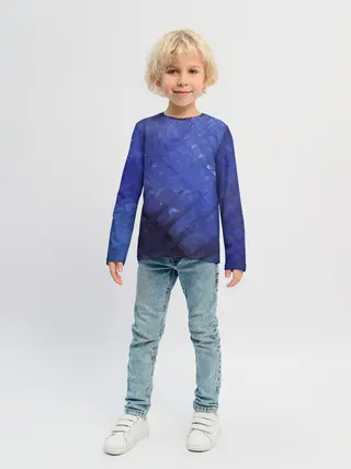 Детский лонгслив / Синие акварельные мазки