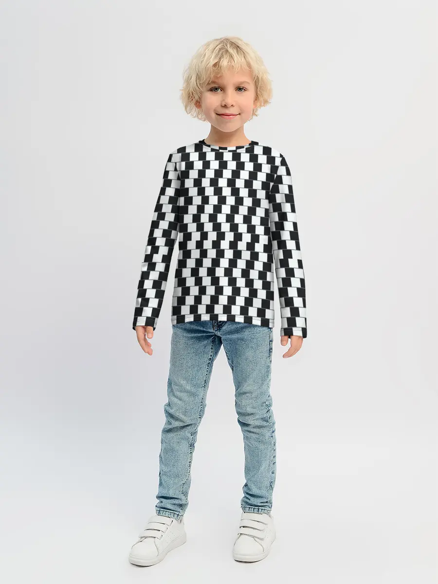 Детский лонгслив / Шахматная Иллюзия Искажения