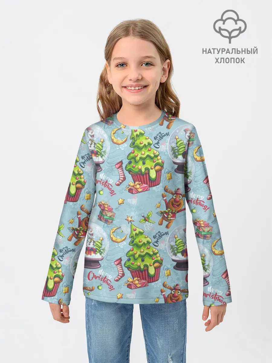 Детский лонгслив / Merry Christmas Pattern