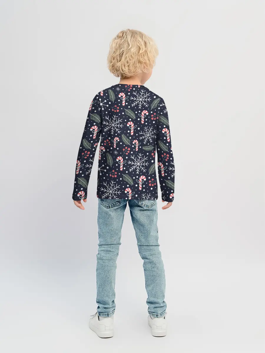 Детский лонгслив / Паттерн с веточками