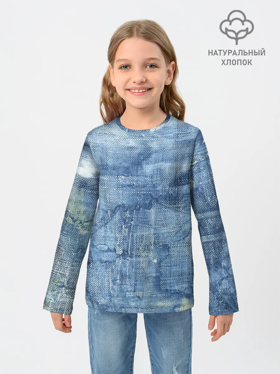Детский лонгслив / Джинсовые мазки