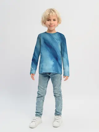 Детский лонгслив / Голубой мрамор