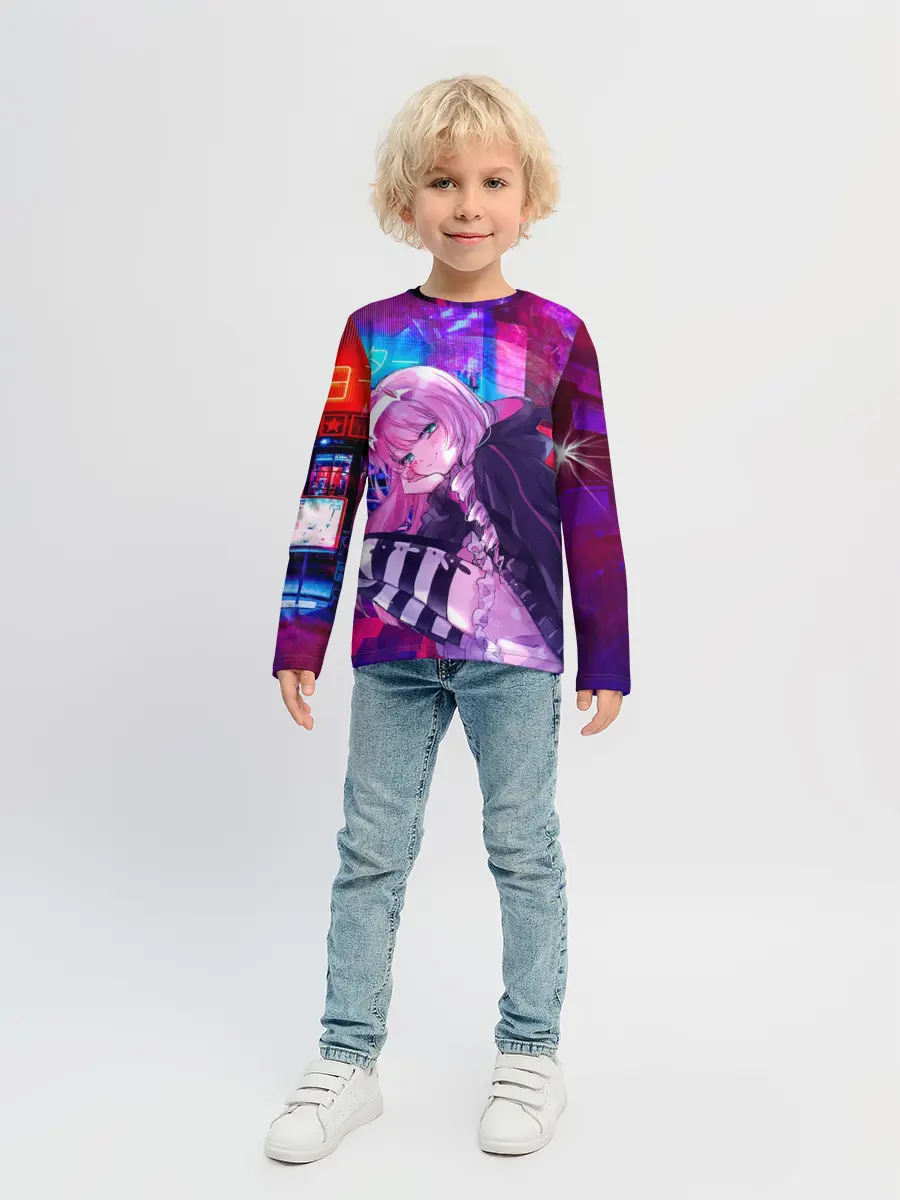 Детский лонгслив / Zero Two в неоновом городе