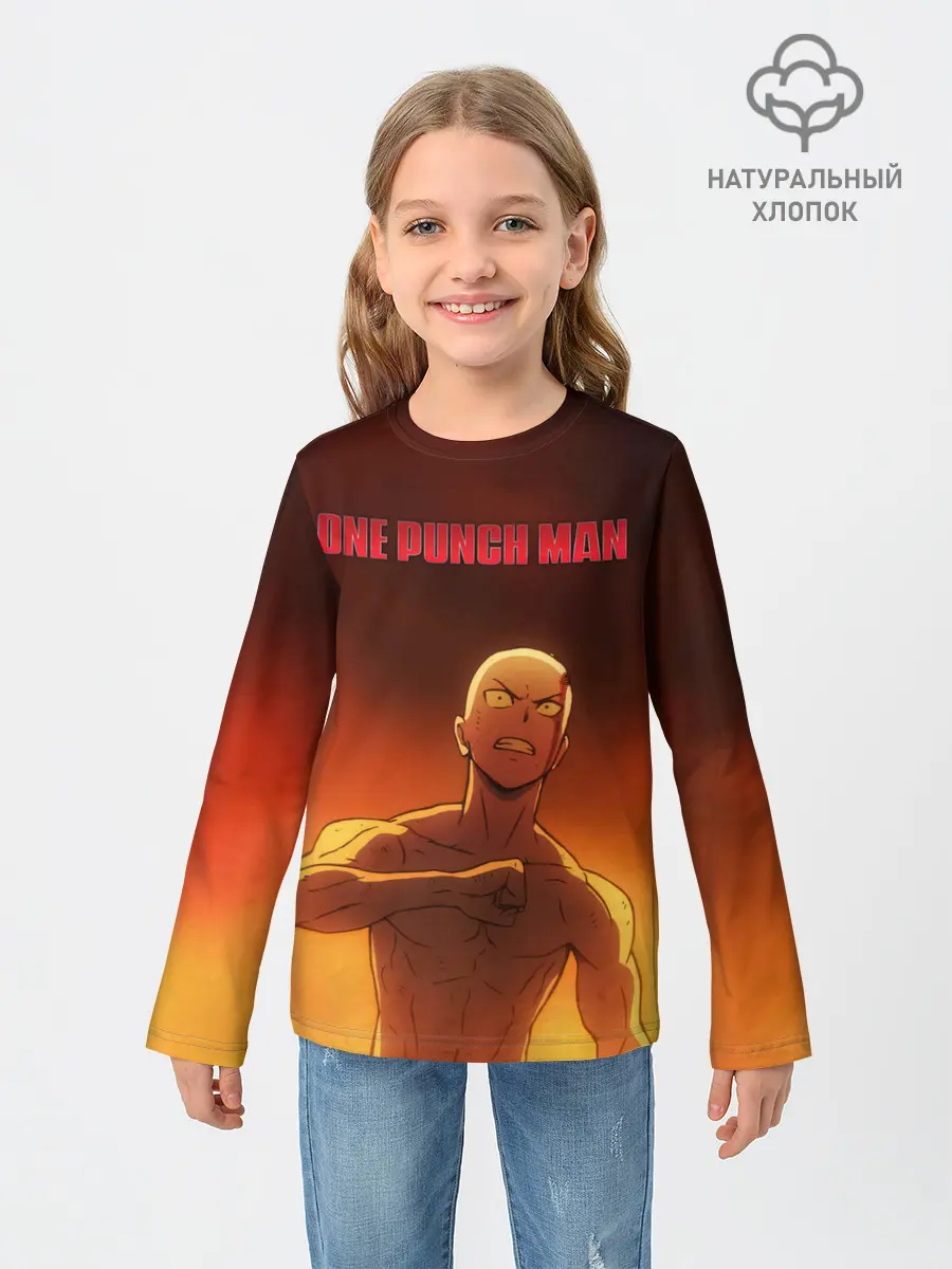Детский лонгслив / Сайтама в огне One Punch-Man
