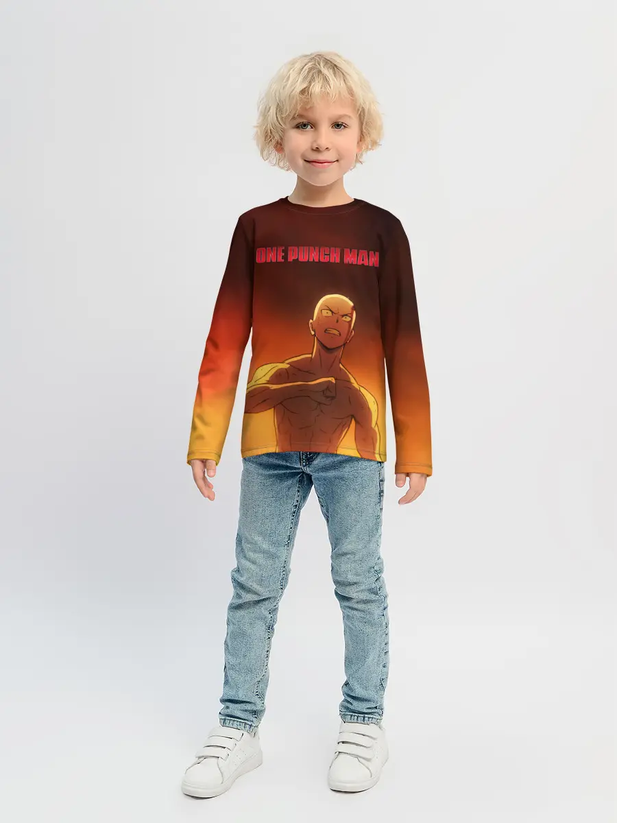 Детский лонгслив / Сайтама в огне One Punch-Man