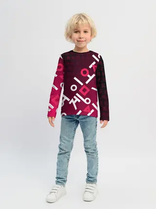 Детский лонгслив / ИГРА В КАЛЬМАРА, ИЕРОГЛИФЫ ЛОГО