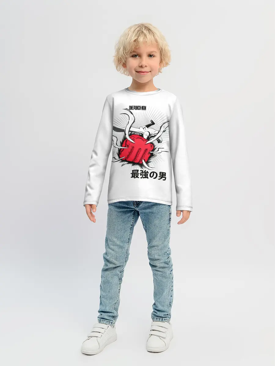 Детский лонгслив / Удар лысого плаща One Punch-Man