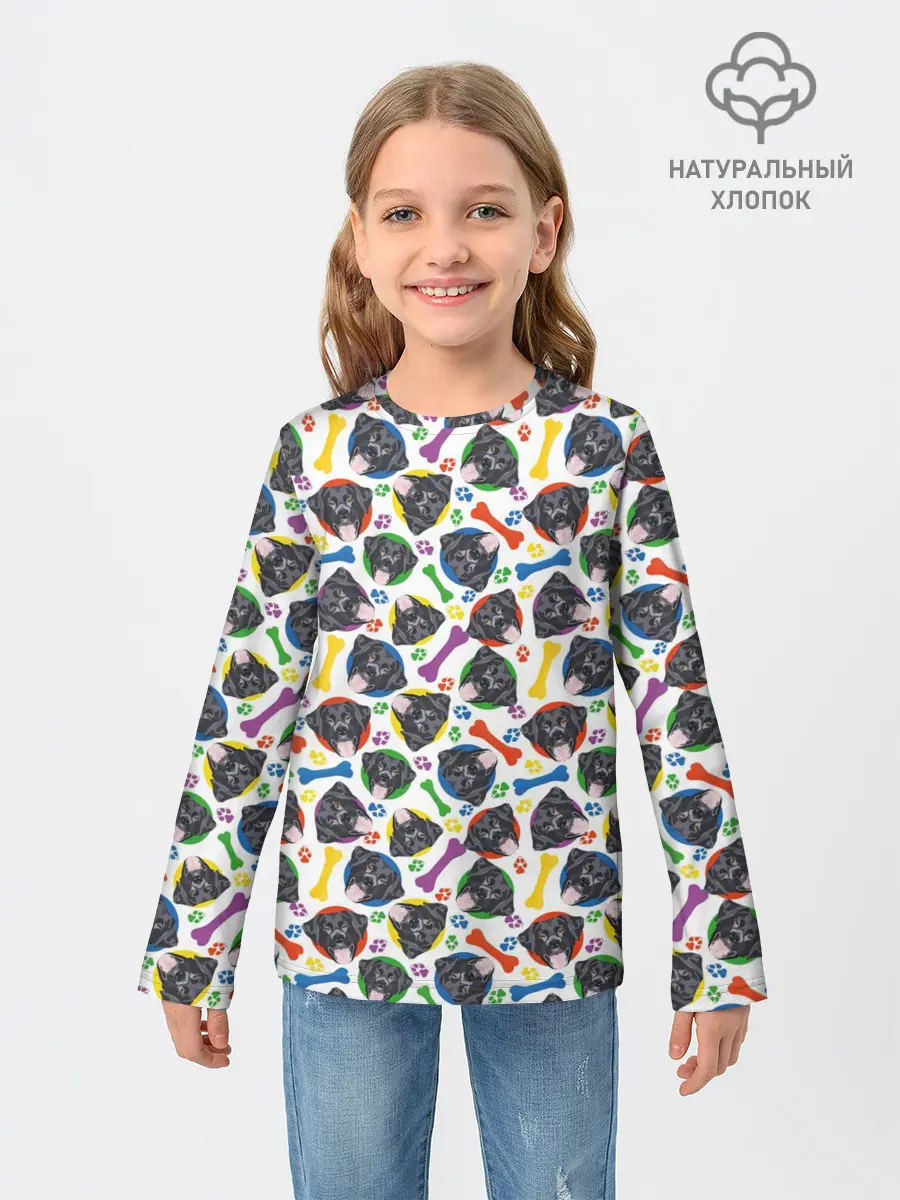 Детский лонгслив / Чёрный Лабрадор