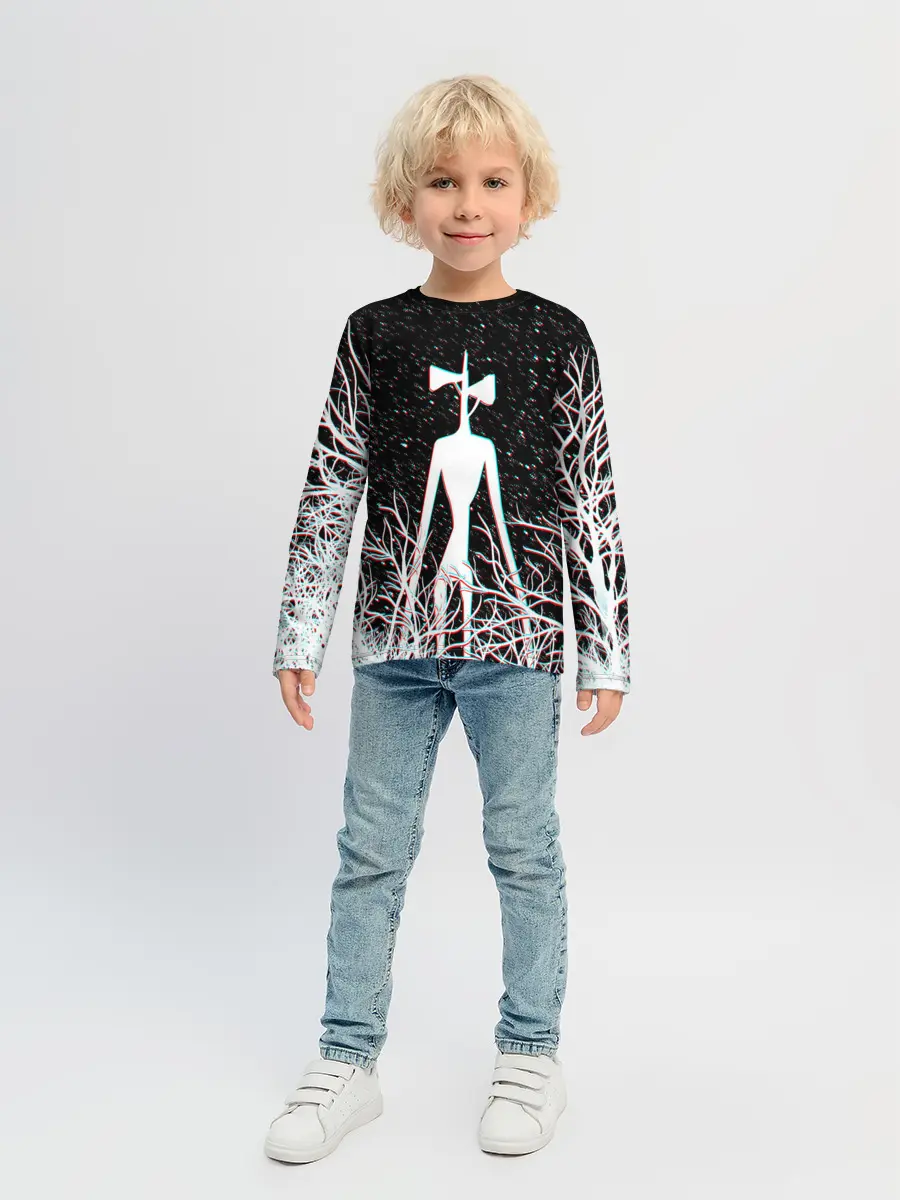 Детский лонгслив / СИРЕНОГОЛОВЫЙ ГЛИТЧ ЛЕС, КОСМОС