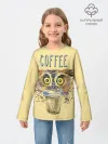 Детский лонгслив / Сова и кофе